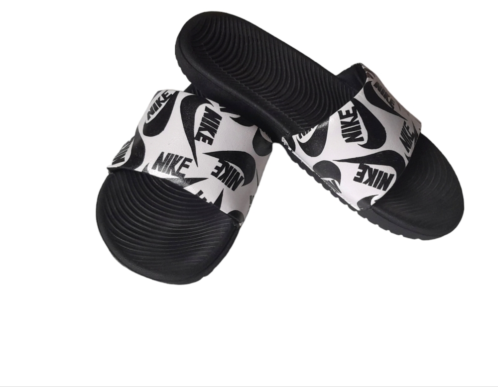 Black and White Nike Slides